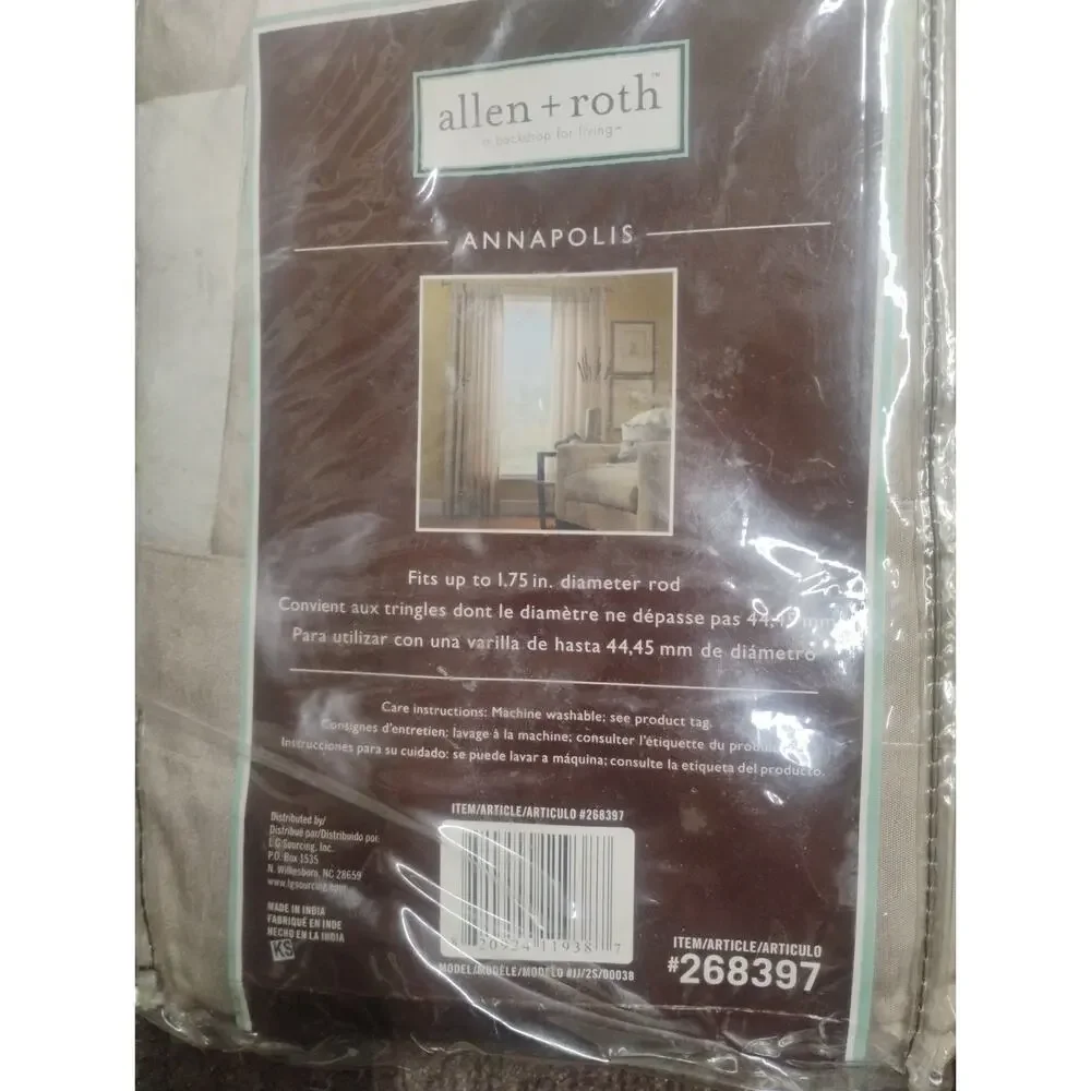 Allen + Roth Annapolis Pair of Faux Silk Brown Stripe Tab Top Panels 50x96 New